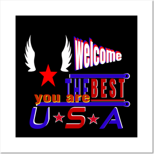 You are the best welcome in the USA-White wings design Posters and Art